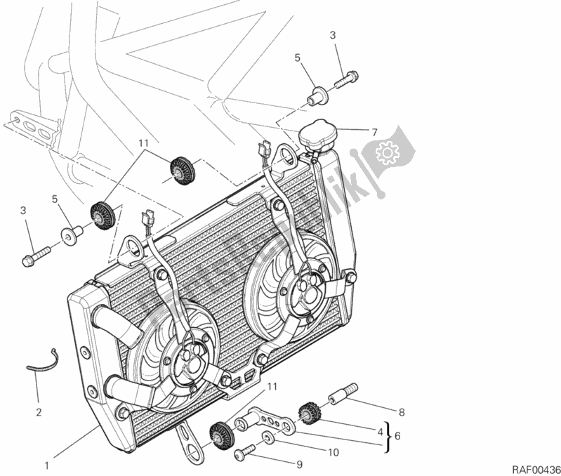 All parts for the Water Cooler of the Ducati Multistrada 1200 S Pikes Peak Brasil 2015